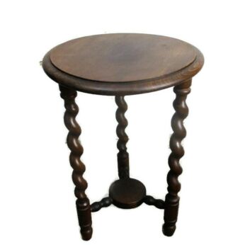Barley Twist Wood Side Occasional Wine Table Pedestal Plant Flower Stand 18.7"