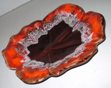 Large French Vintage Vallauris Leaf Serving Plate Platter Centerpiece Fruit dish