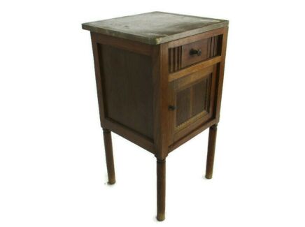 Art Deco Art Nouveau Brown Marble top Side Cabinet Table Night stand Antique