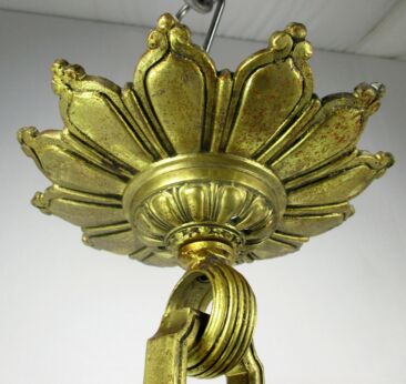 Ornate Heavy Brass Bronze Canopy and Chain Shackles Chandelier Parts