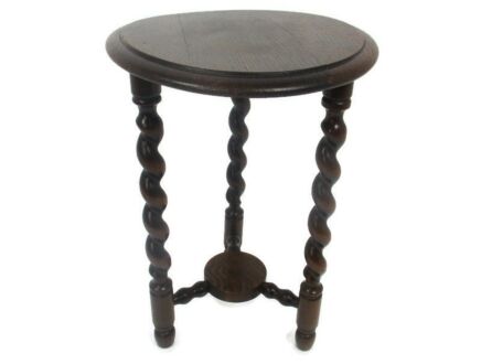 Barley Twist Wooden Side Wine Table Pedestal Plant Bonsai Stand Two Tier Barn Country Farmhouse Style  18.11"