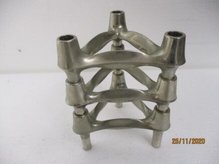 3 Candle Holders Stackable Chrome Modular Atomic Nagel Germany Authentic