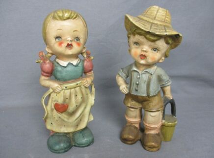 Vintage Ceramic Porcelain Couple Boy Girl  Figurines Arnart style Gorgeous