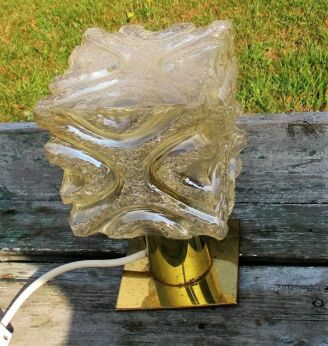 Mid Century Modernist Bubbled Glass Desk table Lamp era Limburg Helena Tynell