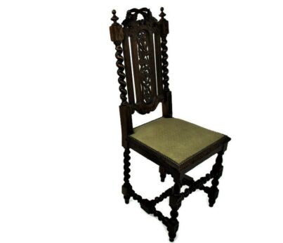 Antique Barley Twist Hand carved Wooden Parlor Chair Spring seating Gorgeous