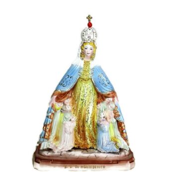 L Statue Our Lady of Monte Berico Polychrome Porcelain Children Robe Collector
