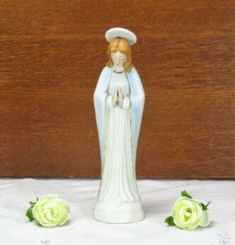 Lovely Porcelain Statue Virgin Mary Madonna Our Lady Folded Hands Marked W