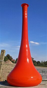 Large Orange Cased Opaline Art Glass Vase Bottle era Murano
