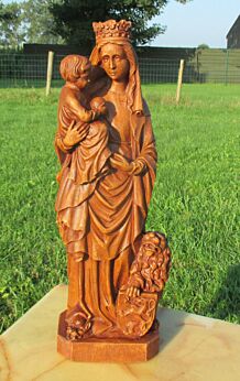 Holy Mother Virgin Mary Madonna Infant Child Terra cotta Statue Flanders Gothic