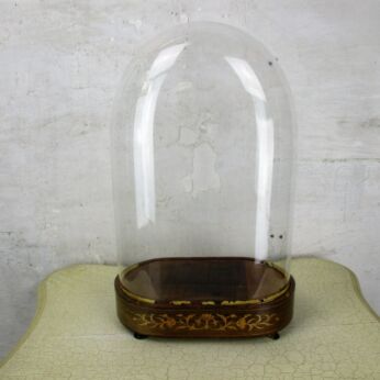 Victorian Antique Oval Hand Blown Glass Dome Globe Mantle Clock Steampunk 16.14"