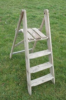 Vintage Wooden Metal Folding Ladder Rustic Steps Primitive Authentic
