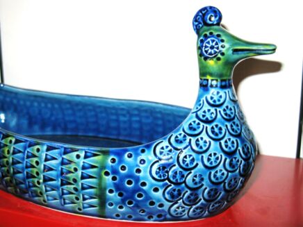 Great Vintage Italian Ceramic Duck bowl era Aldo Londi Bitossi Fratelli Gambone