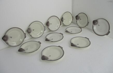set of 11 Fish  Plates Vintage Waechtersbach West Germany Marked Porcelain HTF