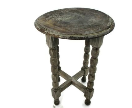 Bobbin Legs Tripod Side Display Table Pedestal Plant Bonsai Stand Country Farmhouse Barn style 17.71"