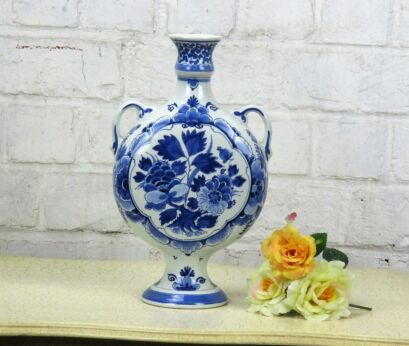 Porceleyne Fles Hand Painted Delfts Delft Blue Holland Vase 2 Handles 11.41"