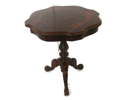 Italian Hand Carved Wood Coffee Wine Occasional Side Table Inlay Marquetry