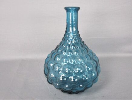 Small Vintage Art Bubbled Glass Bleu Empoli Stye Decorative Bottle Italian Bubbled Glass