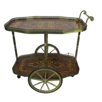 Italian Bar Cocktail Tea Cart Trolley Italian Hollywood Regency Marquetry HTF Mid Century