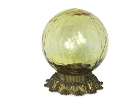 Amber Glass Flushmount Sconce Lamp Ball Brass