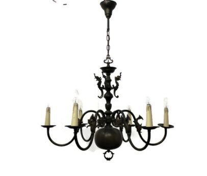 Flemish Dutch Chandelier 6 Arm Lights Seahorses Fish Sphinx Angels Country style