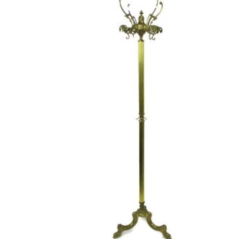 Standing Hall Tree Coat Hallway Rack Ornate Brass Hollywood regency Rococo