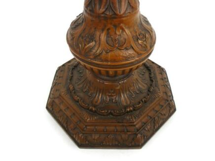 Stunning Carved Wood Ornate Hall Tree Coat Hat Rack Stand Brass Crown