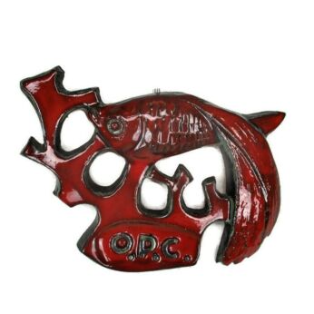 Red Wall Hanging Fish Modernist Art Ceramic Wall Plaque era Amphora Vandeweghe