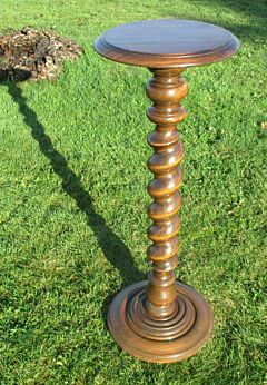 Antique Dark wood Barley Twist Pedestal Display Table Plant Stand 35.5"