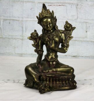 Buddha Ornate Brass Lovely Temple Meditation Heavy Brass Statue