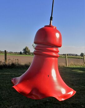 Cased Glass Opaline Chandelier Pendant Light Mushroom shape Red Funky