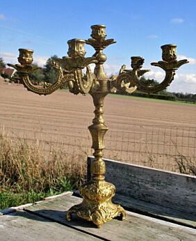 Rare Large 6 arm Candelabra Brass Ornate Candle Holder Elegant