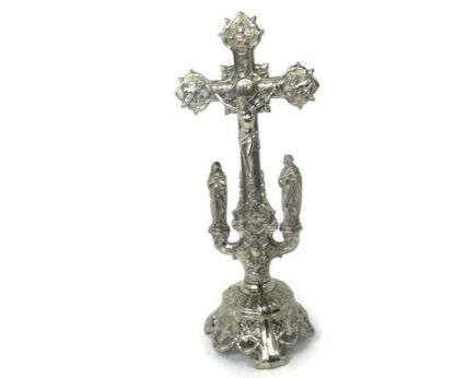 Beautiful Vintage French Standing Table Crucifix Cross Calvary Jesus Christ Mid Century Modern the Apostles