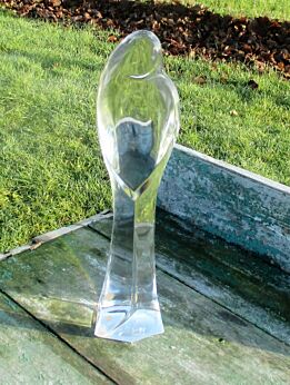 Val St Lambert Art Glass Virgin Mary Madonna with Child Statuette Belgian