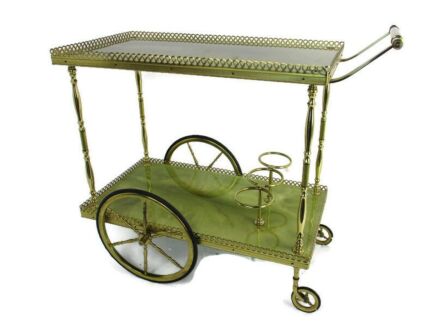 Bar Cocktail Tea Entertainment Cart Trolley Kitchen Island Stylish Faux Marble