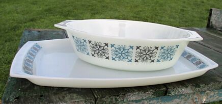 Vintage Bowl Oven Dish Jaj England Chelsea abstract serving Platter 2 pieces