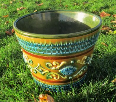 large Planter Jardiniere flower pot Ceramic Bitossi Style Signed Italy Gorgeous