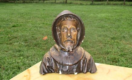 Vintage Statuette bust Monk Sorcerer Habit Chalk Plaster Gothic Mysterious