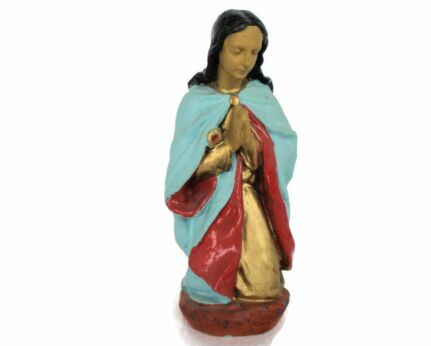 Statue Virgin Mary Our Lady Madonna Praying Statue Polychrome Plaster