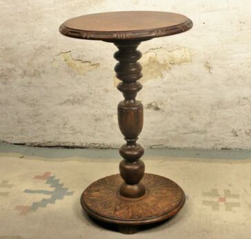 Hand Carved Wood Ornate Pedestal Display Side Wine Table Plant Stand Decorative