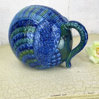 HTF Mid Century Italian Ceramic Elephant era Bitossi Raymor Rimini Blue
