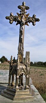 Vintage Ornate Spelter Chalice Standing Crucifix Towers Chalice Very Special