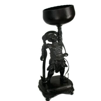Antique Bronze Statue Sculpture Art Work 19th Century Japanese Water Bearer