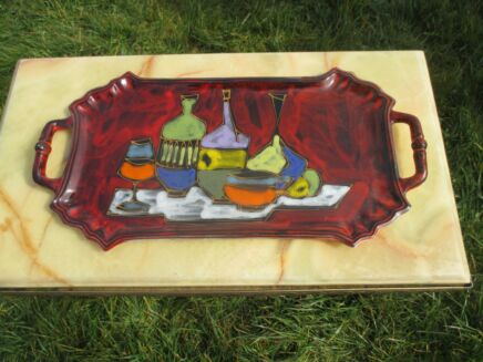 Vintage 60s 70s Italian Ceramic Fruit serving platter Tray Fratelli Gambone
