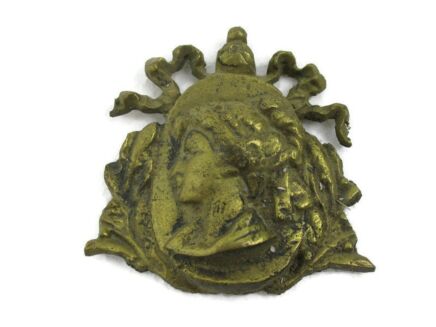 Antique Cast Brass Furniture Trim Ornate Reclaimed Hardware Architectural Victorian Lady Face