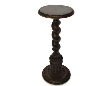 Hand Carved Wood Barley Twist Side Display Coffee Table Pedestal Plant Stand 30"