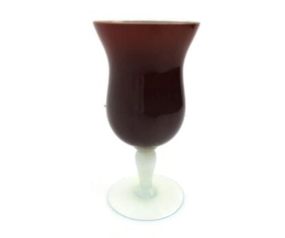 Vintage Mid Century Modern Opaline Glass Vase Chalice Dark Purple Italy 7.08"
