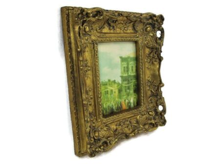 Picture painting Frame Hollywood Regency Style Gold Gilded Wood and Plaster Ornate Small