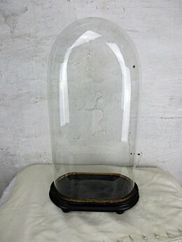 L Antique Victorian Oval Hand Blown Glass Globe Dome Clock Display Doll 20.07"
