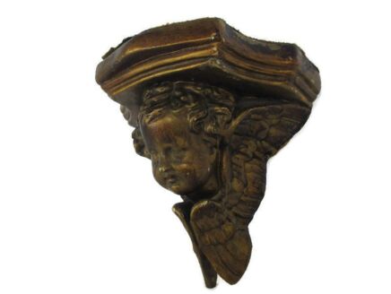 Small Ornate Wall Mounted Console Shelf Angel Plaster Hollywood Regency Corbel