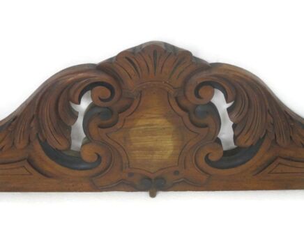 French Hand Carved Wood Pediment Ornate Over door Architectural Oak Reclaimed Antique gorgeous